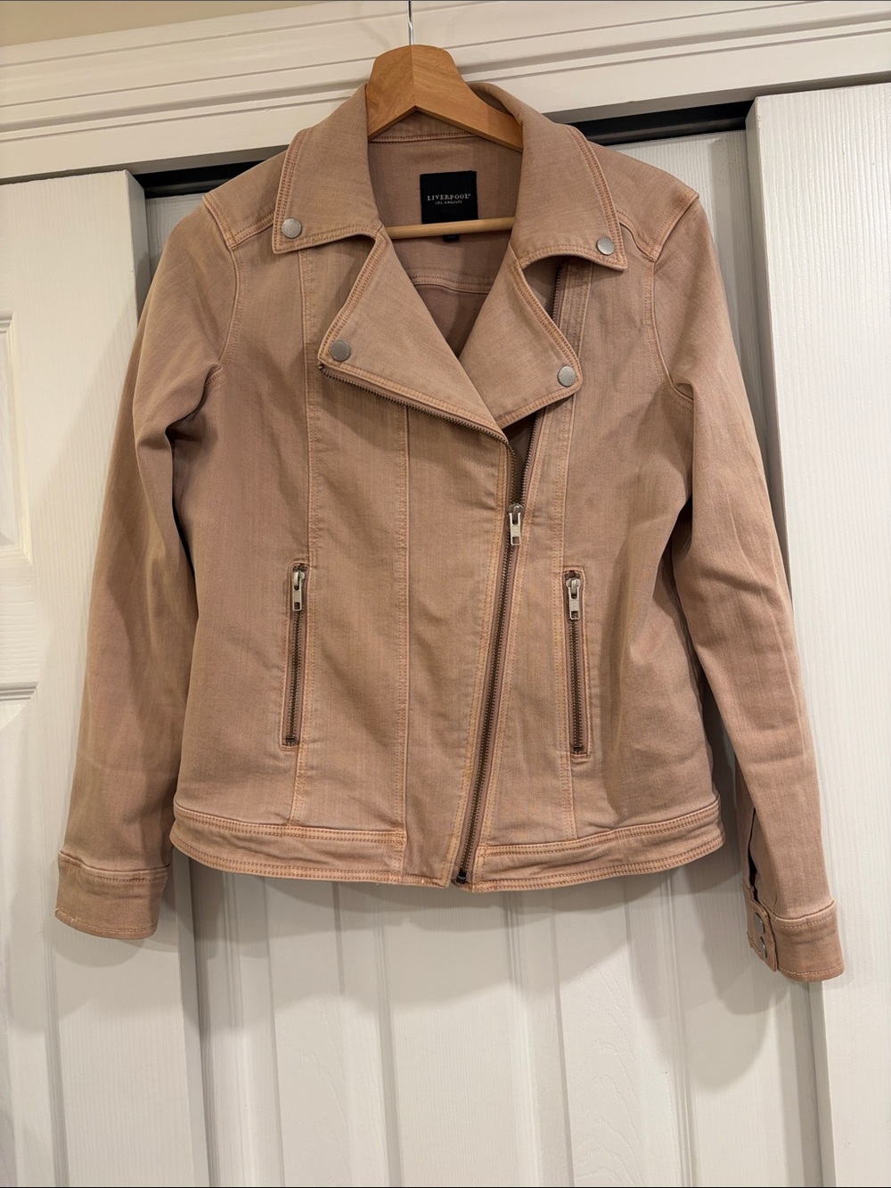 Liverpool Los Angeles Denim Blush Moto Jacket